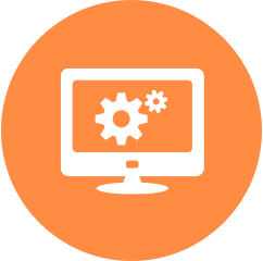 Computer and Gears Icon in Orange